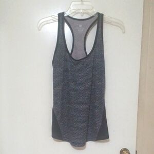 Old Navy black and grey stripped active semi fitted athletic tank top
